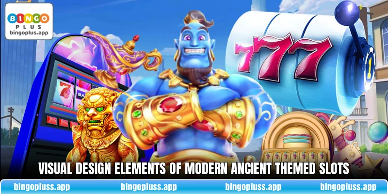 Visual design elements of modern ancient themed slots
